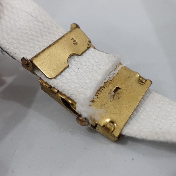 Vintage Belt Women White Buckle Small Canvas Military Webbed Tactical USA‎ - Picture 4 of 11